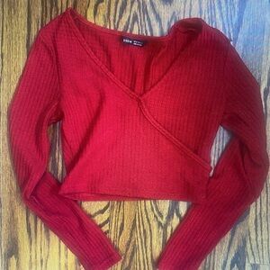 SHEIN Vibrant Red Ribbed Crop Top